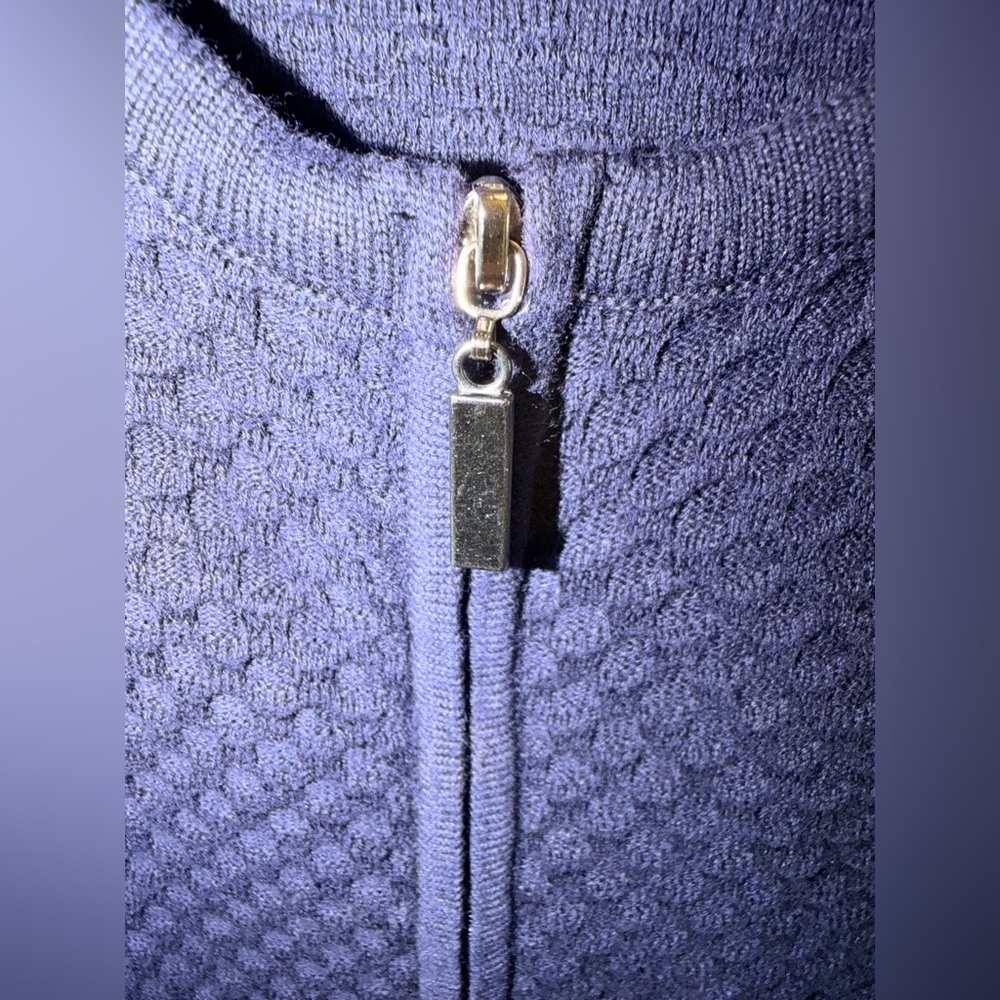 Simonsen Navy Textured Zip Cardigan Sweater Womens Medium